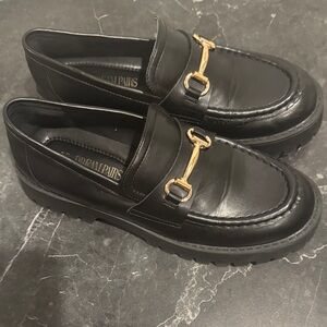 Dream Pairs Black Loafers with Gold Accent